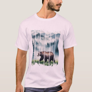 Camiseta un oso en un bosque salvaje polvoriento