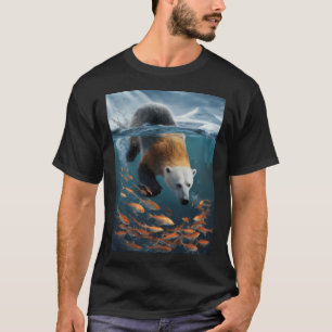Camiseta Un oso se encuentra con un pez.