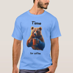 Camiseta Un oso sostiene una taza de café humeante