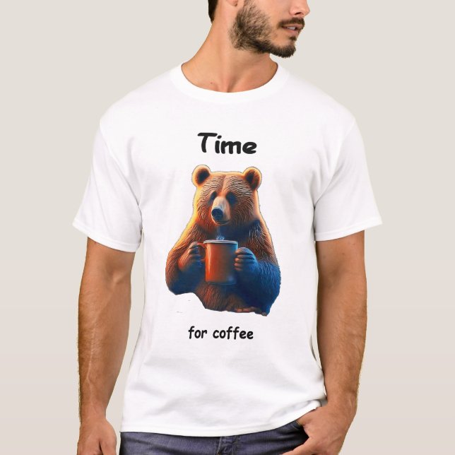 Camiseta Un oso sostiene una taza de café humeante (Anverso)
