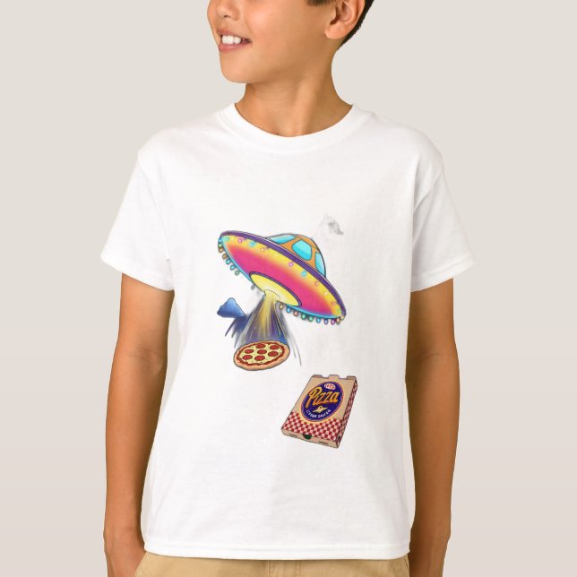 Camiseta Un OVNI entregando pizza. (Anverso)