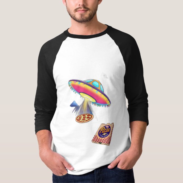 Camiseta Un OVNI entregando pizza. (Anverso)