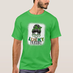 Camiseta Un padre afortunado blanqueado y desordenado Bun S