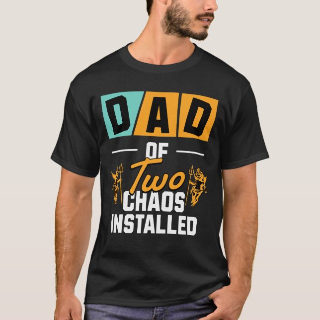 Camiseta Un padre gracioso de dos caos instalado en regalo (Anverso)