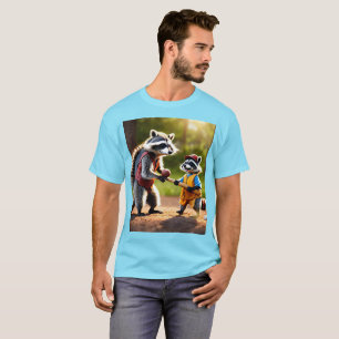 Camiseta Un padre y un hijo raccoon jugando al béisbol mien