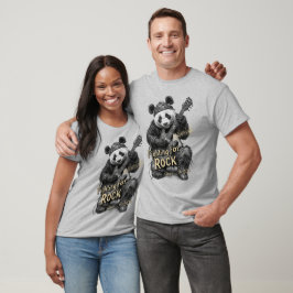 Camiseta Un panda dice: Luchando por el rock en un gris