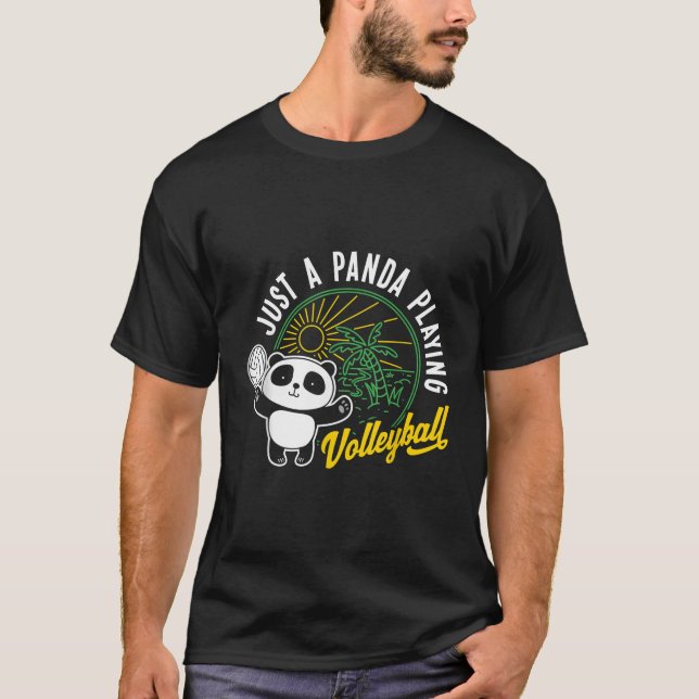 Camiseta Un Panda jugando al voleibol animal (Anverso)