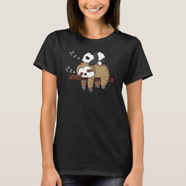 Camiseta Un panda lindo durmiendo en pereza perezosa (Anverso)