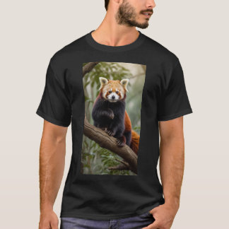 Camiseta Un panda rojo curioso sentado en una rama de árbol