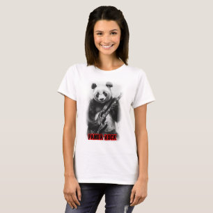 Camiseta Un panda toca Rock con guitarra eléctrica sobre ne