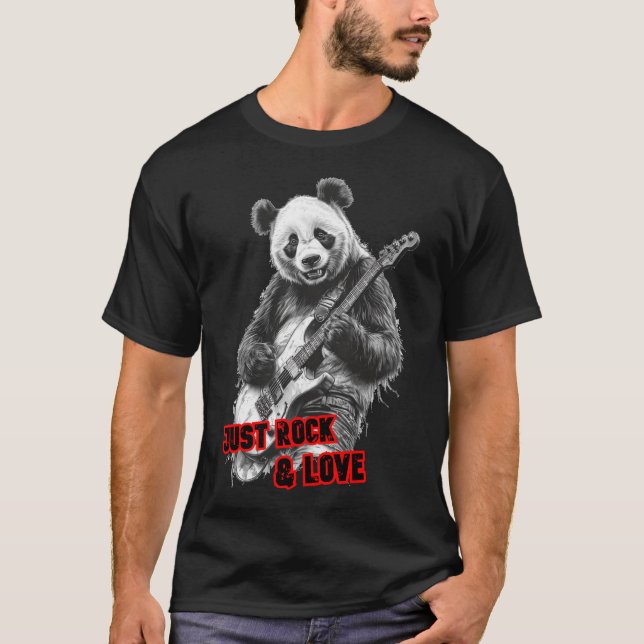 Camiseta Un panda tocando Rock con guitarra eléctrica sobre (Anverso)