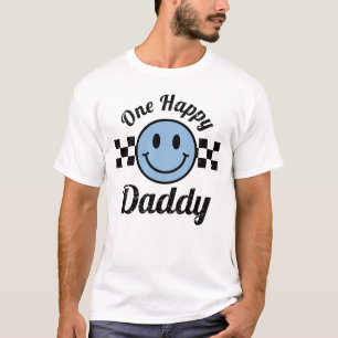 Camiseta Un papi feliz azul feliz sonrisa cumpleaños