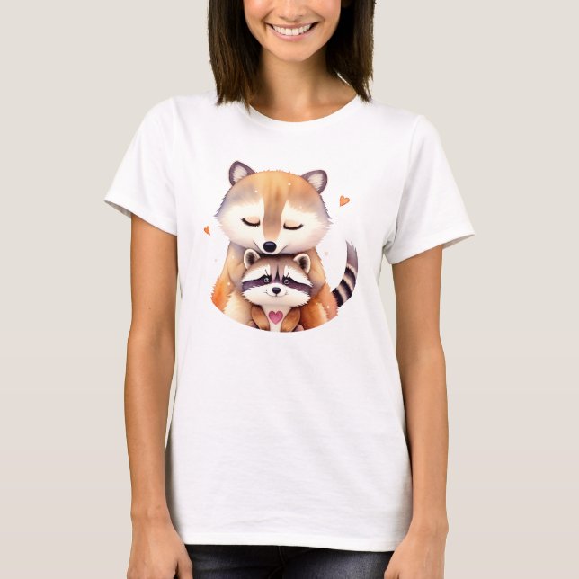 Camiseta Un par de adorables mapaches con corazón. Amor (Anverso)