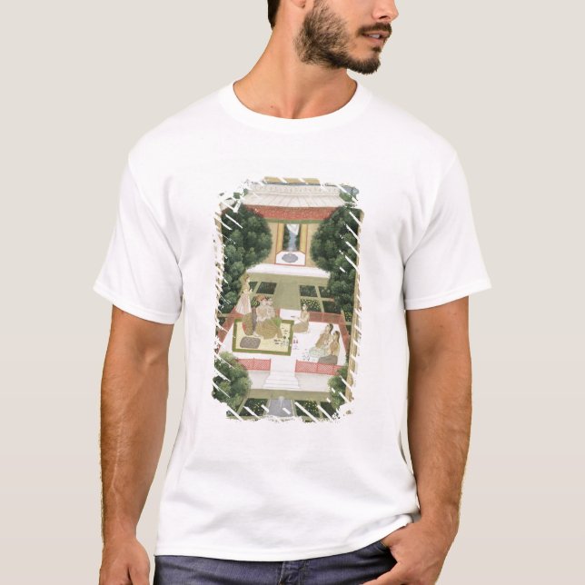 Camiseta Un par en un jardín que escucha la música con (Anverso)