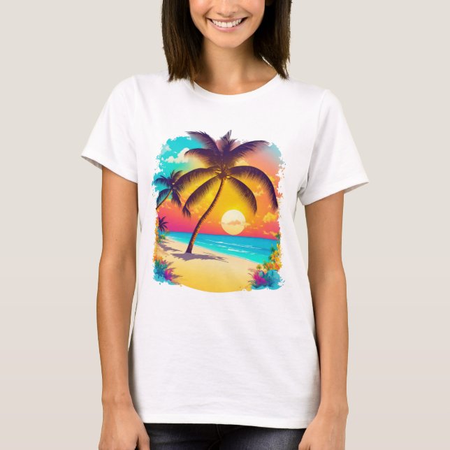 Camiseta Un paraíso tropical con palmeras y playas de arena (Anverso)