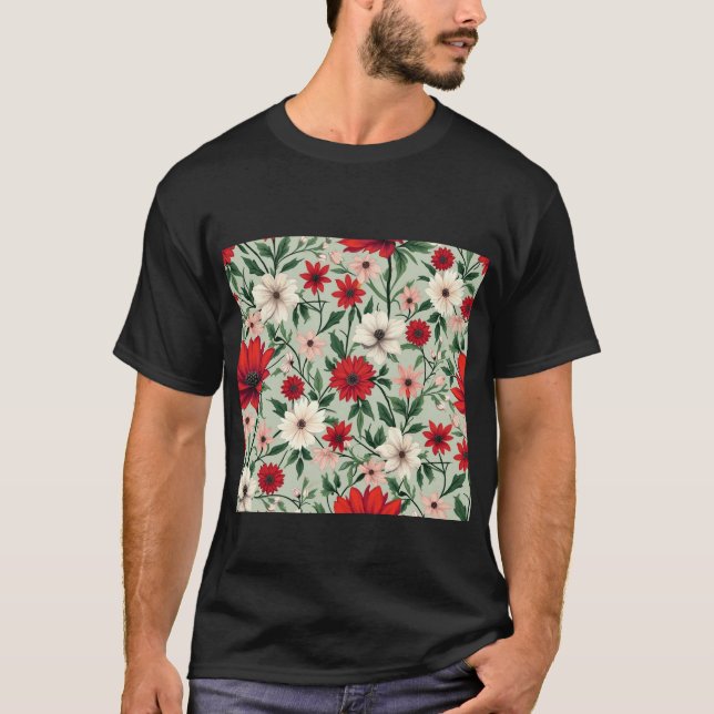 Camiseta un patrón florido de colores vivos (Anverso)