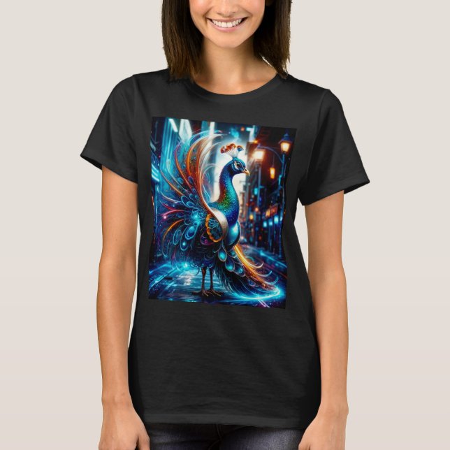 Camiseta Un pavo real moderno en la gran ciudad (Anverso)