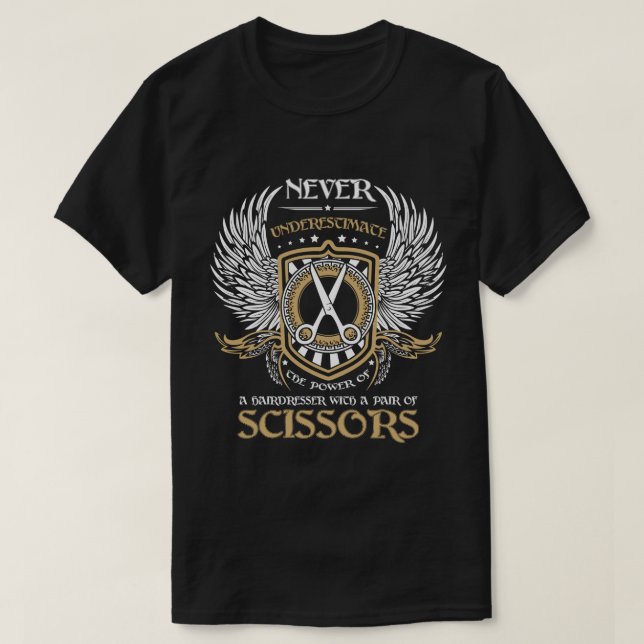 Camiseta Un peluquero con un par de tijeras (Diseño del anverso)