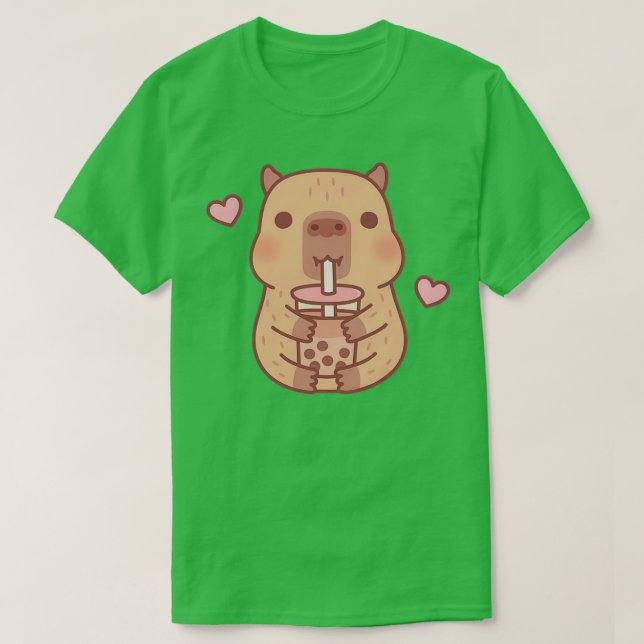 Camiseta Un pequeño capibara ama el té de la burbuja (Diseño del anverso)