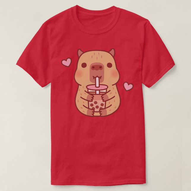 Camiseta Un pequeño capibara ama el té de la burbuja (Diseño del anverso)