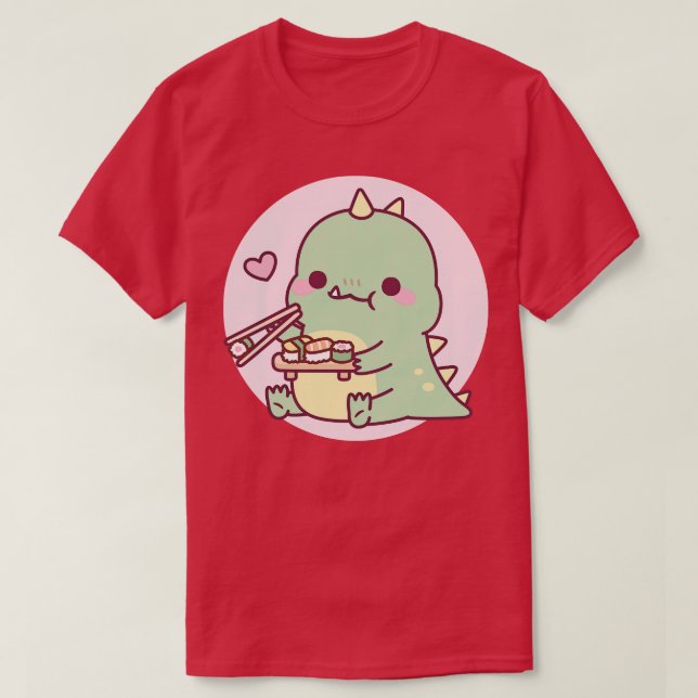 Camiseta Un pequeño dinosaurio dulce ama el sushi japonés (Diseño del anverso)