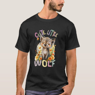 Camiseta un pequeño lobo lindo con flores lobos lindos anim