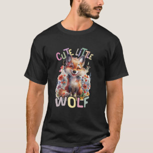 Camiseta un pequeño lobo lindo con flores lobos lindos anim
