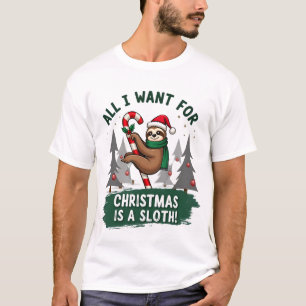 Camiseta Un Perezoso Para Navidad. Lindo, Perezoso De Navid