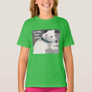 Camiseta Un Perro Afortunado Con Cachorro Verde Con Camiset