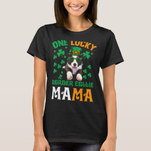 Camiseta Un perro afortunado mamá graciosa frontera con mam