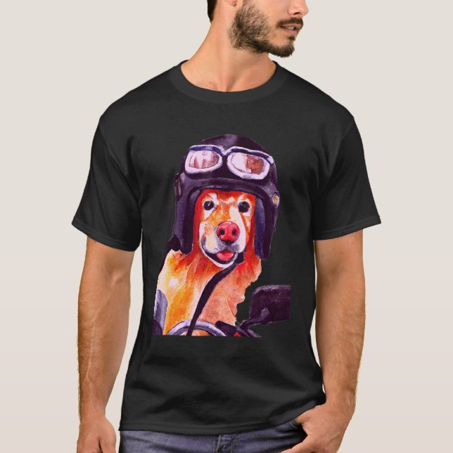 Camiseta Un perro con casco y motocicleta (Anverso)