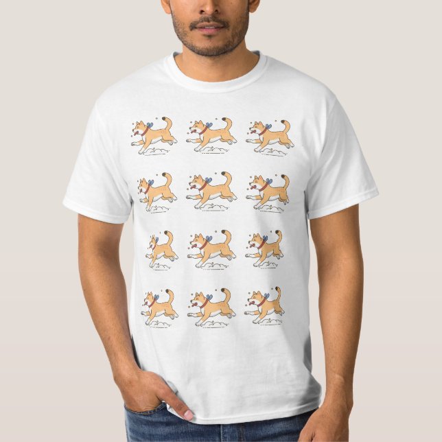 Camiseta Un perro hachiko marrón feliz corriendo (Anverso)