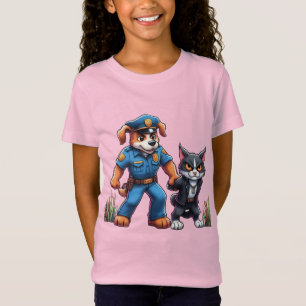 Camiseta un perro policía y un gato malo - humor