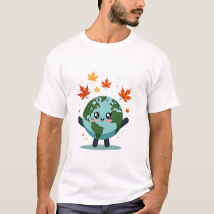 Camiseta Un personaje de la Tierra, cursi y sonriente, rode