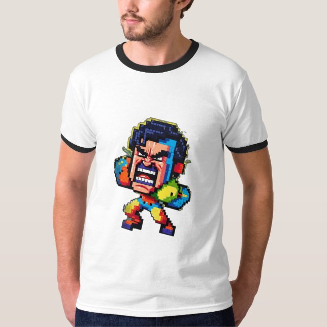 Camiseta Un personaje pixelado enojado con juegos retro (Anverso)