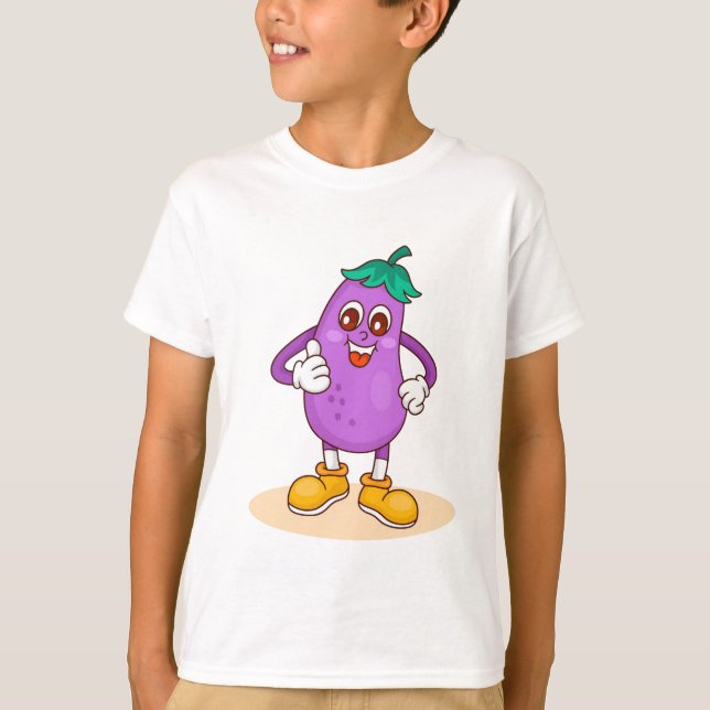 Camiseta Un Personalizado burdo de la berenjena sonriente (Anverso)