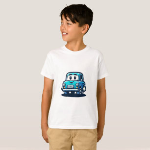 Camiseta un personalizado de un viejo auto azul sonriente