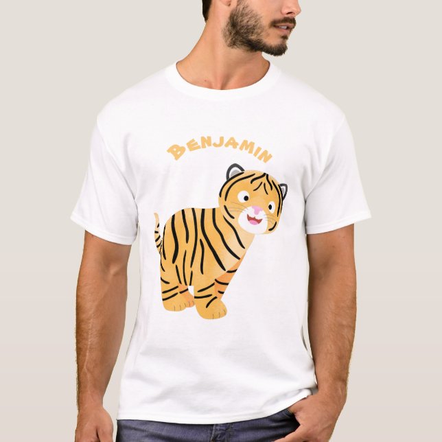 Camiseta Un personalizado feliz del cachorro de tigre (Anverso)