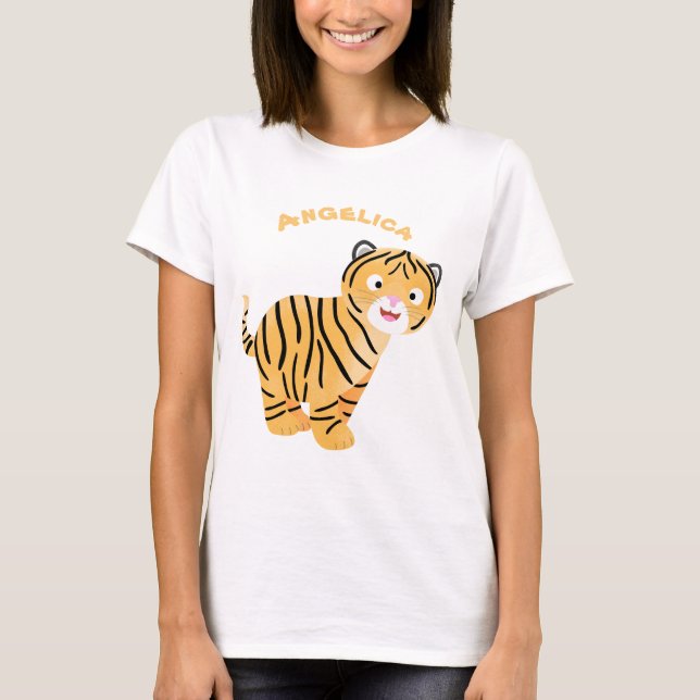 Camiseta Un personalizado feliz del cachorro de tigre (Anverso)
