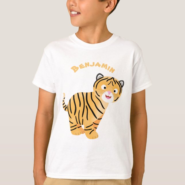 Camiseta Un personalizado feliz del cachorro de tigre (Anverso)