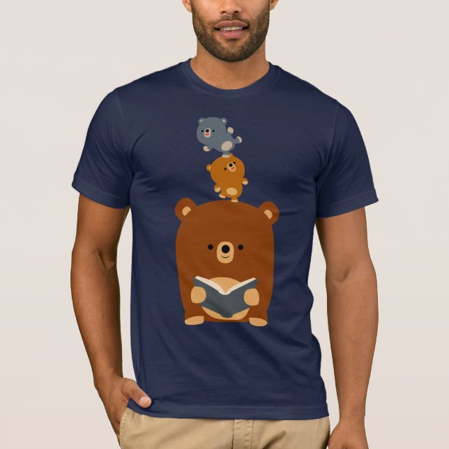 Camiseta Un Personalizado lindo leyendo el oso y la camiset (Anverso)