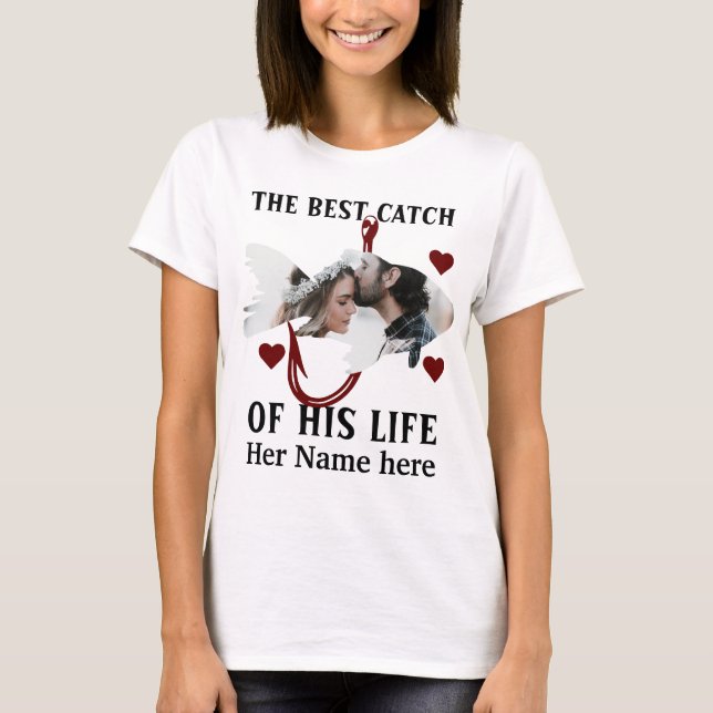 Camiseta Un pescador afortunado que hace juego con la foto  (Anverso)