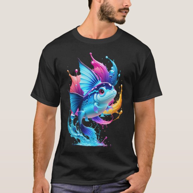 Camiseta Un pez con muchos colores volando (Anverso)