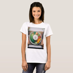 Camiseta un plato de comida con un plato de verduras