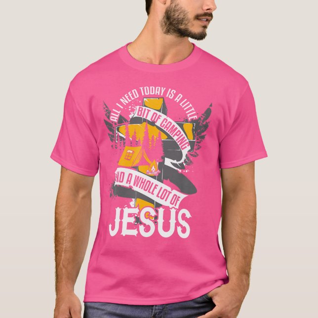 Camiseta Un Poco De Camping Y Mucho De Jesús Religioso (Anverso)