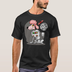 Camiseta Un Poodle Rosa En La Luna Mirando Un Satélite