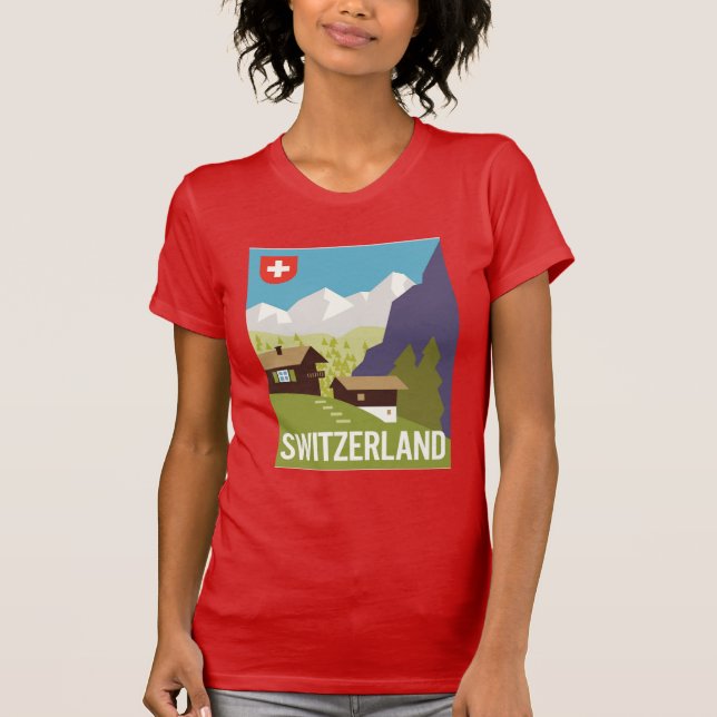 Camiseta Un poster del viaje de Suiza (Anverso)