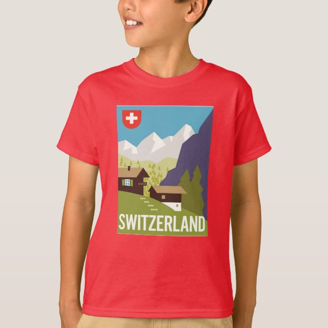 Camiseta Un poster del viaje de Suiza (Anverso)