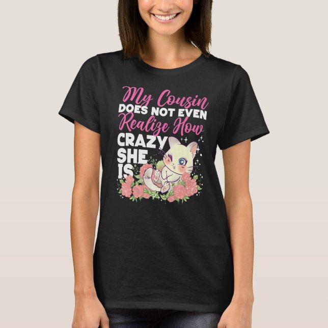 Camiseta Un primo loco gato lindo con Rosas (Anverso)