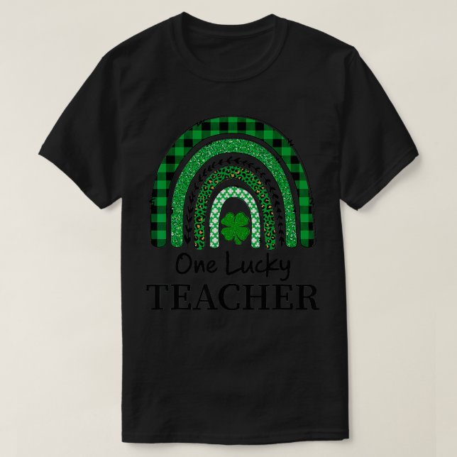 Camiseta Un profesor afortunado Leprard Rainbow Plaid St Pa (Diseño del anverso)